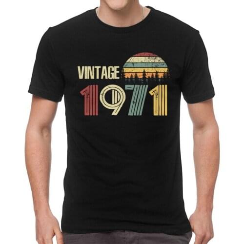 Vintage 1971 T Shirt Men Short Sleeve 100% Cotton T-shirts Happy Birthday Tee Graphic Tshirts Gift