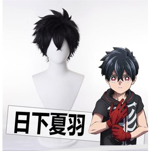 Kemono Jihen Kabane Kusaka Cosplay Wig Men Short Black Hair Headwear Curly Halloween Kusaka Cosplay Costumes Props