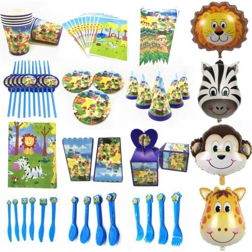 Animal Crossing Game Theme Party Plate Cup Straws Jungle Gift Bag Birthday Party Decor Flags Balloons Jungle Party Supplies Set