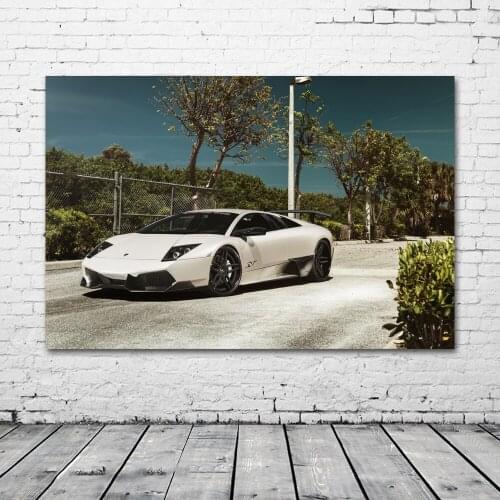 Murcielago Sport Car Supercar White Car Vehicle Wallpaper Posters and Prints Wall Art Canvas Paintings For Living Room Decor