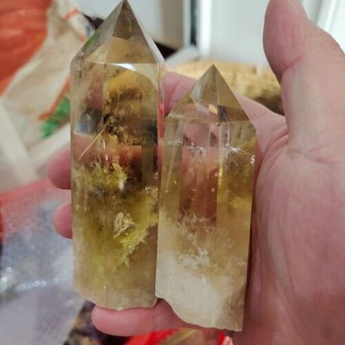 1pcs 210-310g Natural Crystal Point Citrine Healing Obelisk Yellow Quartz Wand Beautiful Ornament for Home Decor Energy Stone