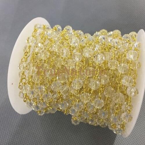 Wholesale Rosary Chains Silver Electroplated Glass Beaded Wire Wrapped Chains For Necklace Bracelets In 6 mm RC5038