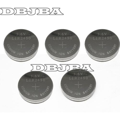 5pcs/pack 3.6V LIR2450 Rechargeable Batteries 120mAh 500 Times Recycling Lithium Coin Cell Button Battery Replaced CR2450