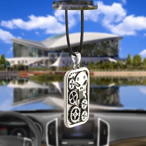 Car Pendant Gear Skull card Ornaments Automobiles Rearview Mirror Suspension Decoration Auto Cars Accessories Styling Gifts