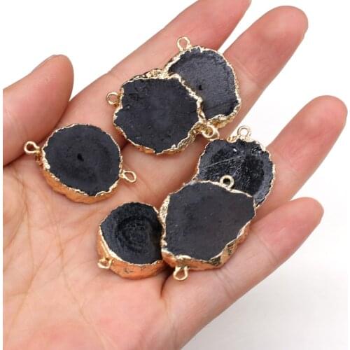 Natural Stone Onyx Pendant Irregular Agates Double Hole Connector Charms for Jewelry Making DIY Necklace Bracelet Accessory 1Pcs