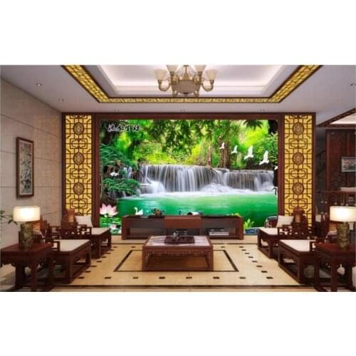 Custom photo wallpaper for walls 3 d wallpaper Idyllic murals Flowing water waterfall forest home decorative painting landscape