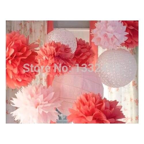 350 Pcs 16" 40CM Tissue Paper Pom Poms Honeycomb Balls Paper Flowers Wedding Decoration Flower Pom Poms 30 Colors Available
