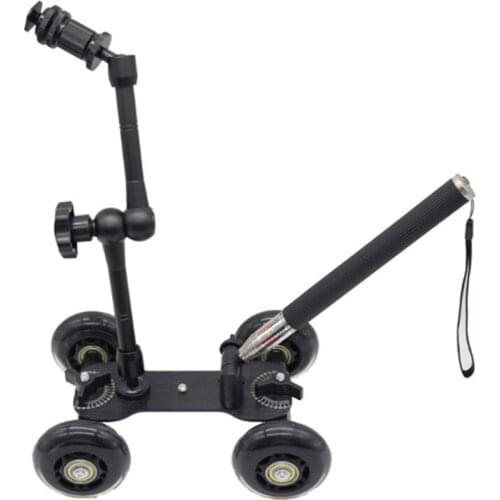 Hot-Sports Camera Photography Rail Car Four-Wheeled Black Ultra-Quiet Desktop Mini Mini SLR Camera Cart