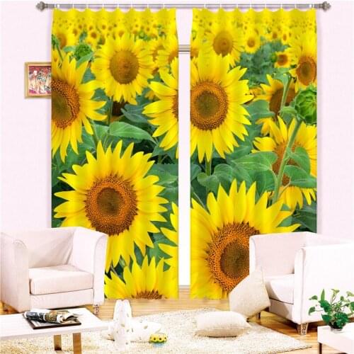 Luxury Blackout 3D Window Curtains For Living Room office Bedroom Customized size Cortinas Rideaux Drapes Sunflower pillowcase