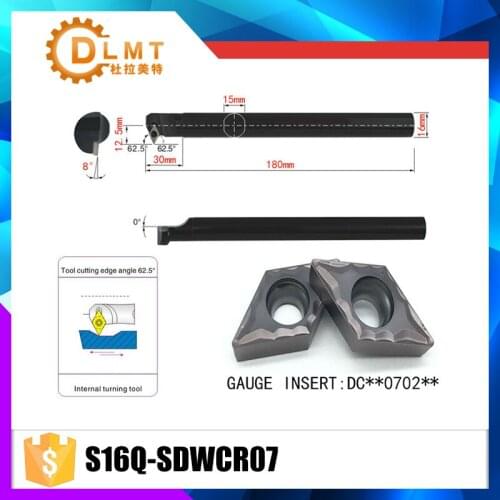 S16Q-SDWCR07 62.5 Degrees Internal Turning Tool Holder For DCMT070204 DCMT070208 Insert Internal Boring Bar Lathe Machine