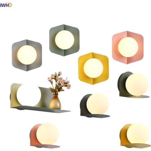 IWHD Nordic Style Modern Wall Lamp Bedroom Bathroom Mirror Light Glass Ball LED Wall Lights Fixtures Lamparas De Pared Wandlamp