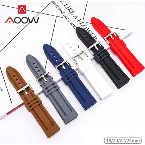 18mm 20mm 22mm 24mm Sport Silicone Strap Waterproof Replacement Band for Samsung Galaxy Watch3 Active2 Huawei GT 2 Amazfit GTR