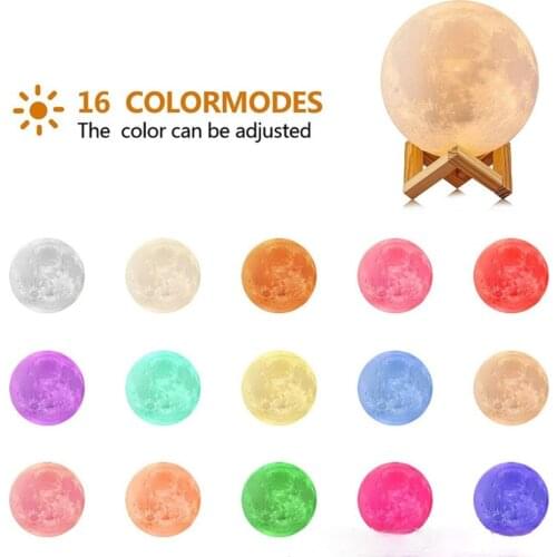3D Printing Galaxy Moon Light LED Night Light USB Rechargeable Creative Change Touch Home Decoration Globe Bedroom Children Lamp