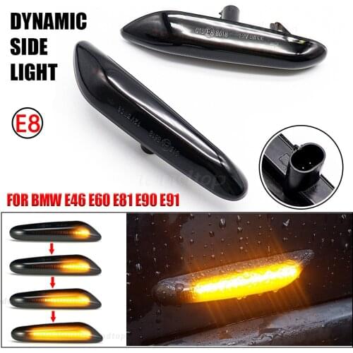 LED Blinker Side Marker Indicator Lamp Flowing Water Dynamic Turn Signal Light Amber For BMW E90 E91 E92 E93 E60 E87 E82 E61