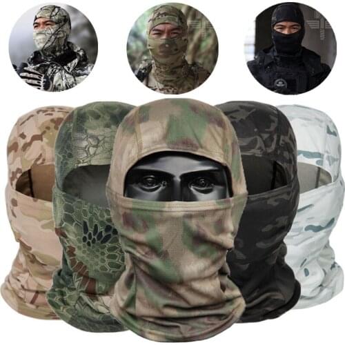 Tactical Camouflage Balaclava Full Face Mask CS Wargame Army Hunting Cycling Sports Helmet Liner Cap Military Multicam CP Scarf