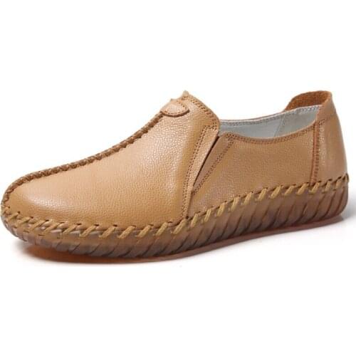 Heidsy Women Casual Genuine Leather Shoes Woman Loafers Slip-On Female Flats Moccasins Ladies Driving Shoes Hole Casual Footwear