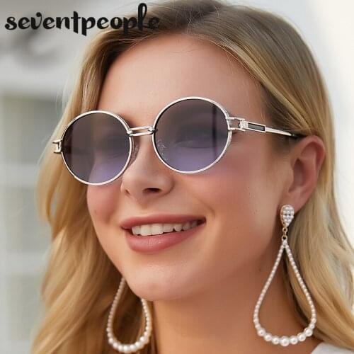 Vintage Round Punk Sunglasses Men Retro Steampunk Sun Glasses For Women 2021 Fashion Oval Eyeglasses Female Trendy Очки Круглые