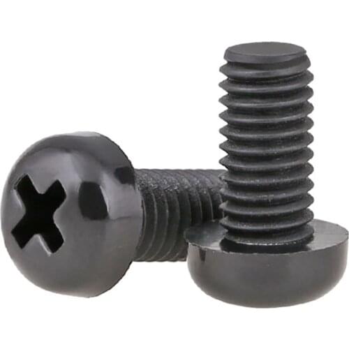 Threaded Black Nylon Plastic Phillips Pan Head Cross Round Screw Bolt M2 M2.5 M3 M4