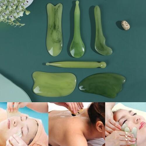 1PC Green Resin Guasha Scrapping Plate Gua Sha Massager Face Meridian Scrapping Plate Piece Massage Tools Arm Massage Tool