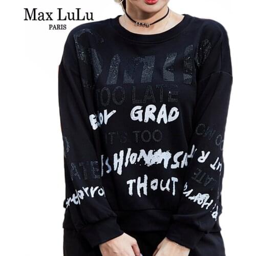 Max LuLu European Style Fashion Designer Clothes Ladies Printed Punk Sweatshirts Womens Loose Vintage Hoodies Casual Streetwear