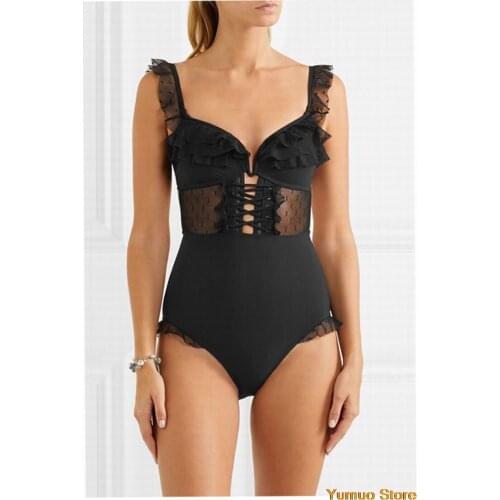 Swimsuit Women 2020 1 Piece One May Female Beach Large Size Peice Web Suit Word Caramel Color At Solid Cotton Sierra Surfer