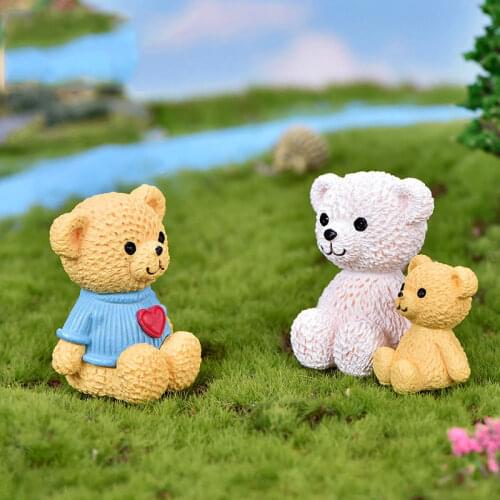 1 Piece Cute Cartoon Lovely Bear Small Statue Figurine Bonsai Succulent Ornaments Miniatures Children Toy Decoration Gift