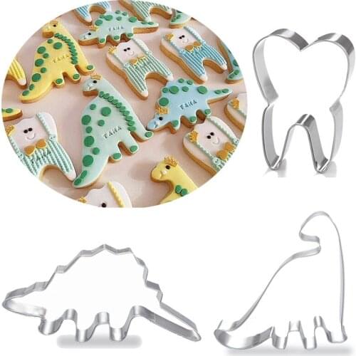 1pcs patisserie reposteria Baby Dinosaurs Teeth Kids Metal Cookie Cutter Fondant Cake Decor Cupcake Biscuit Pastry Shop Mould