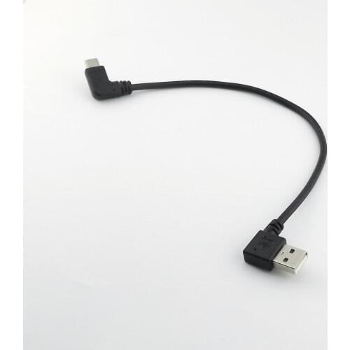 1pcs USB 2.0 Male Plug Left Angled to USB 3.1 Type C Male Data Charger Adapter Cable 25cm