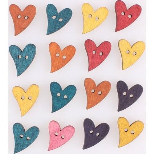 100Pcs Diy Handmade Heart Buttons For Girl Clothing DIY Decor Scrapbooking Needlework Craft Sewing Buttons Accessories E