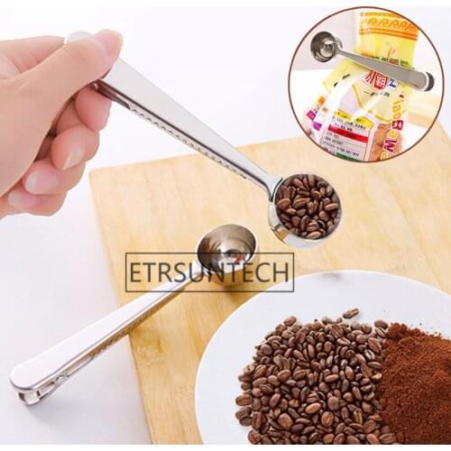 100pcs Stainless Steel Coffee Spoon With Bag Seal Clip Ice Cream Spoon Coffee Measuring Spoon Multipurpose Kitchen Tool