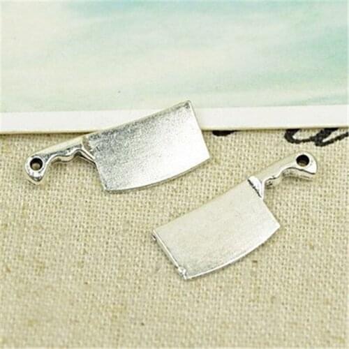 100Pcs/lot Antique Silver Kitchen Knife Charms 23x9MM Cook Chopper Charms for Jewelry Making