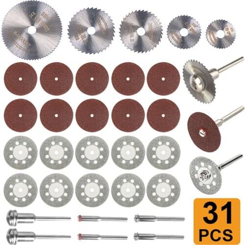 31PCS Diamond Cutting Wheels HSS Circular Saw Blade Dremel Cut Off Wheel Mini Drill Rotary Tool Accessories Woodworking Tool Set