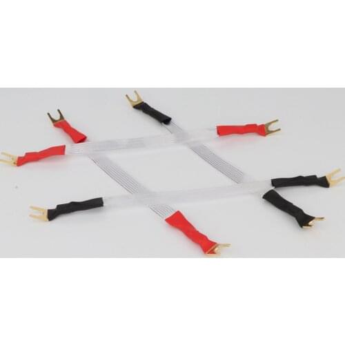 Preffair 4pcs HiFi Silver Plated Jumper Cable DIY Audio Speaker Wire Banana To Spade Bridge Cable 15cm