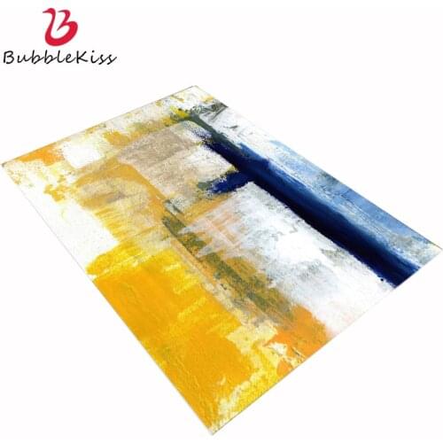 Bubble Kiss Area Rug Carpets For Living Room Simple Modern Abstract Art Oil Painting Blue Yellow Carpet Floor Mat Bedroom Rug