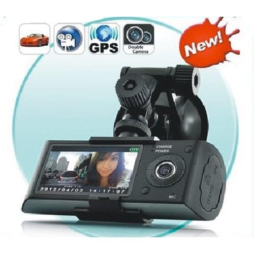 Car DVR 120 Degree Dual Lens GPS 3D G-Sensor 2.7" TFT LCD Car Video Camera DVR Recorder Car Camera Cycle Recording R300