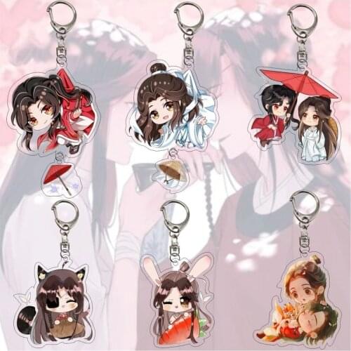 Heaven Officials Blessing Keychain Man Acrylic Hua Cheng Key Chain Women Key Holder Tian Guan Ci Fu Key Ring Pendant Porte Clef