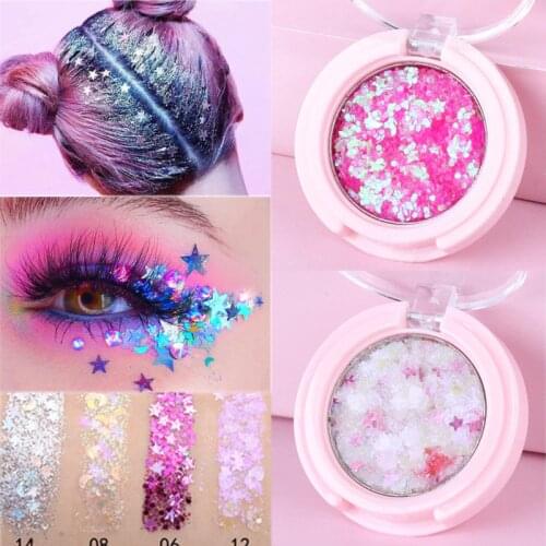 Cmaadu Makeup Glitter Eyeshadow Palette Face Lip Eye Body Shiny Sequins Gel Cosmetics Festival Holographic Eye Shadow Pigment