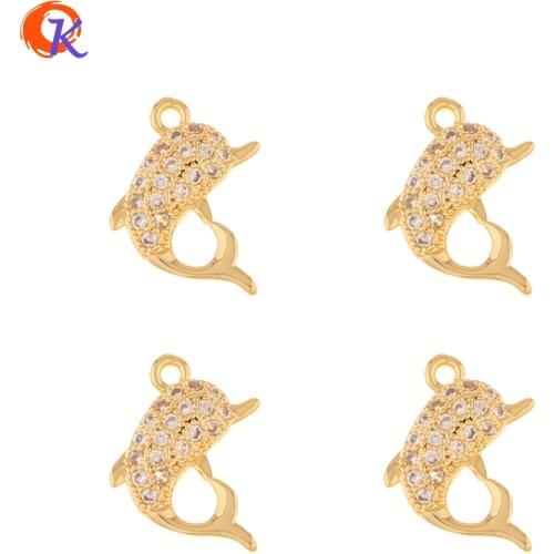 Cordial Design 50Pcs 12*16MM CZ Charms/Jewelry Accessories/Hand Made/Dolphin Shape/Rhinestone Pendant/DIY Parts/Earring Findings