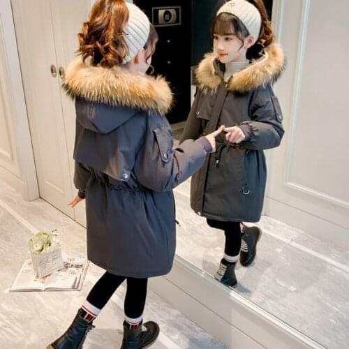Kids Winter Jacket Girls Clothing Long Jacket Faux Fur Children Coat Snowsuit Outerwear Long Sleeve Hooded Coat Baby Girl Clothe