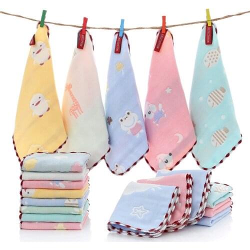 Kids Baby Cartoon Towel Handkerchief Cotton Printed Children Small Handkerchief Six Layers Wipe Handkerchiefs Kindergarten