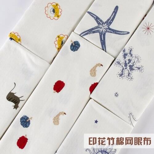 Baby Bamboo Cotton Jersey Printed Knitted Cotton Fabric for Kids Bedding Pajama Materia 50x180cm