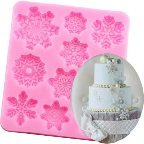 DIY Snowflake Silicone Mold Fondant Baby Birthday Party Cake Decorating Tools Chocolate Lace Mould Polymer Clay Baking Moulds