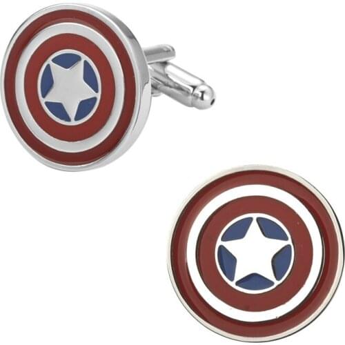 DY-17 High quality mens jewelry shirt cuff cuff superhero Captain America Cufflinks brass laser engraving