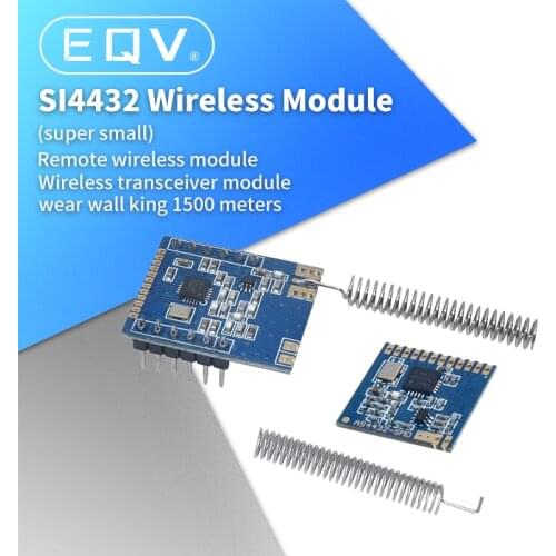 EQV 1 Set Mini SI4432 Remote Wireless Transceiver Communication Module 240MHZ-930MHZ + Spring Antenna, Distance 1000m