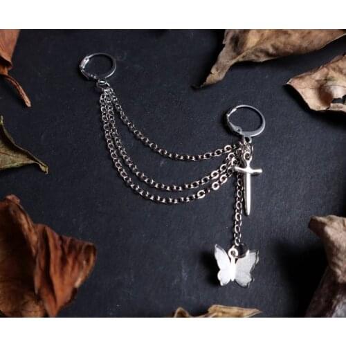 Ear Cuff Sword Earrings -chain Earrings - Chain Cropper Earrings - Mini Stud Earrings - Classic Earring