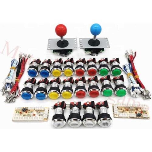 Arcade Game DIY Parts Kit Zero Delay USB Encoder to PC+8Way Sanwa Joystick +Chrome illuminated push Button kit for Mame Game