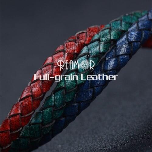 RUIMO 5mm Retro Red Dark Green Navy Blue Round Leather Cord for Bracelet Jewelry Making Matte Leather Rope Bracelet Accessories