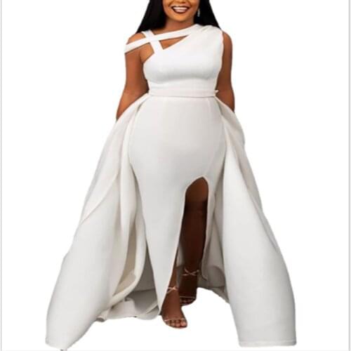 Summer Dresses For Women 2021 New Arrival All White Slim-Fit Trendy Chic Asymmetry Evening Party And Club Wedding Gowns Robe