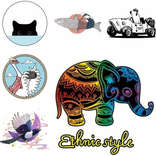 Cartoon Heat Transfer Patches Cute Animals Owl Iron On Transfer For Clothing Kid T-shirt Dress Decor Heat Press Clothes Sticker