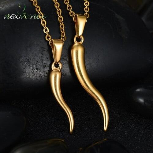 Nextvance Simple Tiny Chili Pepper Pendants Necklace Gold Color Stainless Steel High Quality Necklaces Men Women Party Jewelry